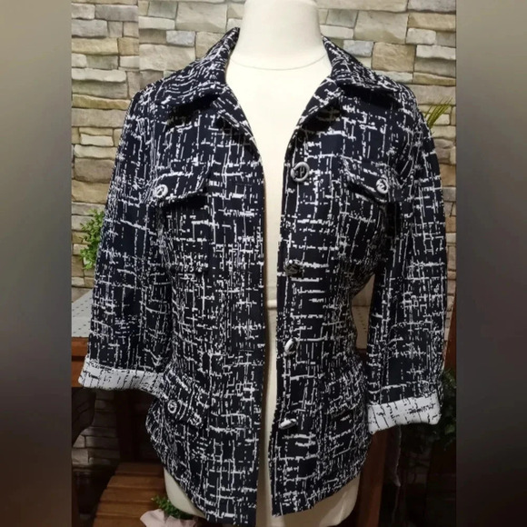 RUBY RD Women's Large(14)Belted Jacket Navy White‎ - Picture 2 of 9